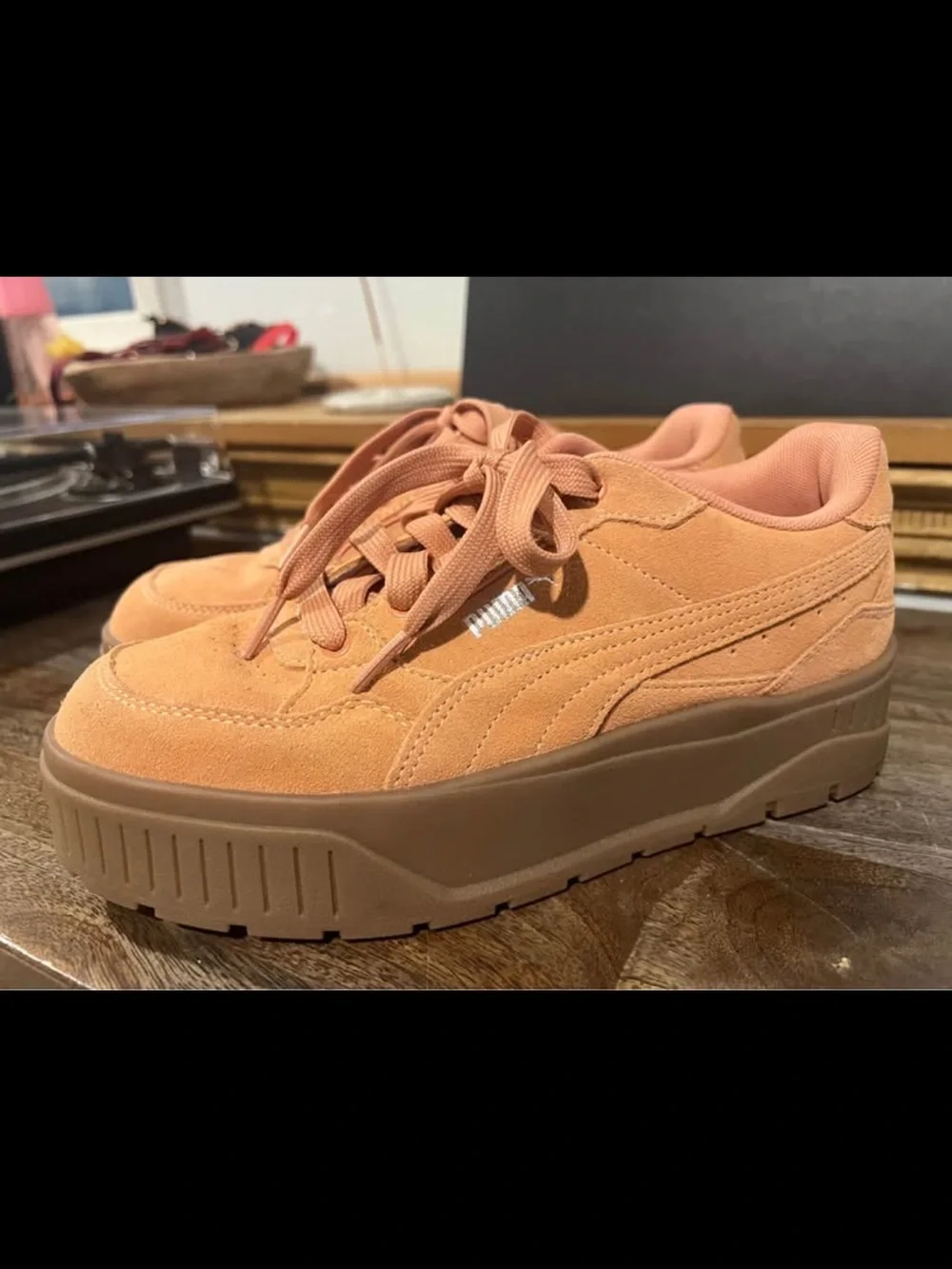 Puma Women's Platform Suede Sneaker in Peach/Tan